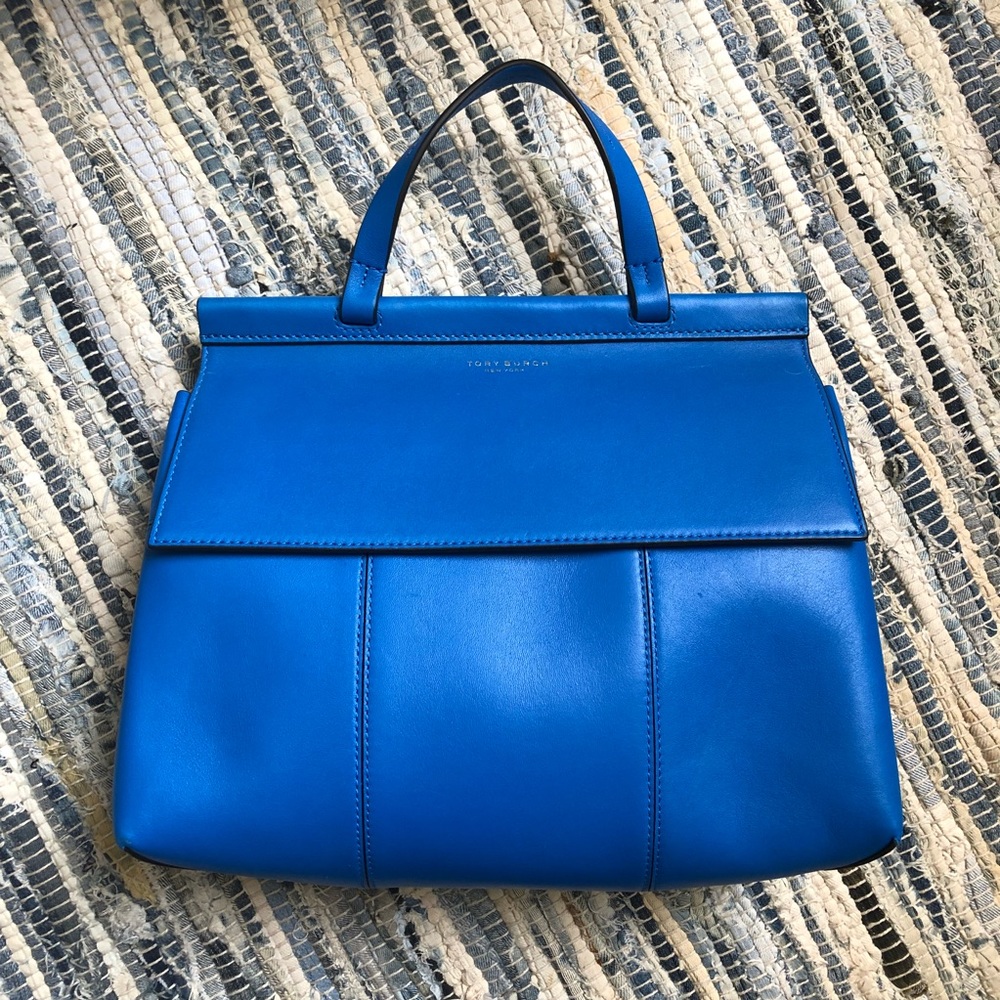 Tory Burch T Tote Satchel Bag Galleria Blue